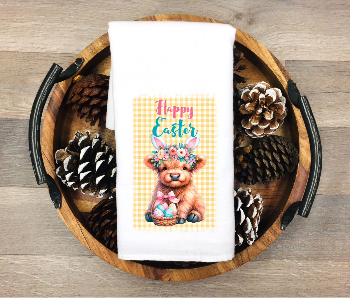 Easter Meadow Highland Cutie Kitchen Towel