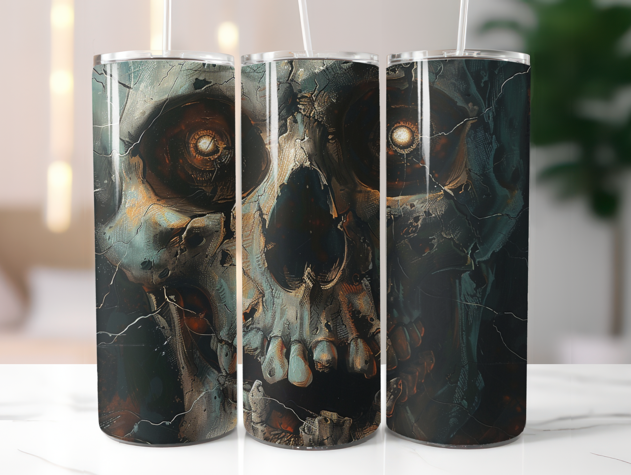 Infernal Gaze – Cracked Skull 20oz Aluminum Tumbler